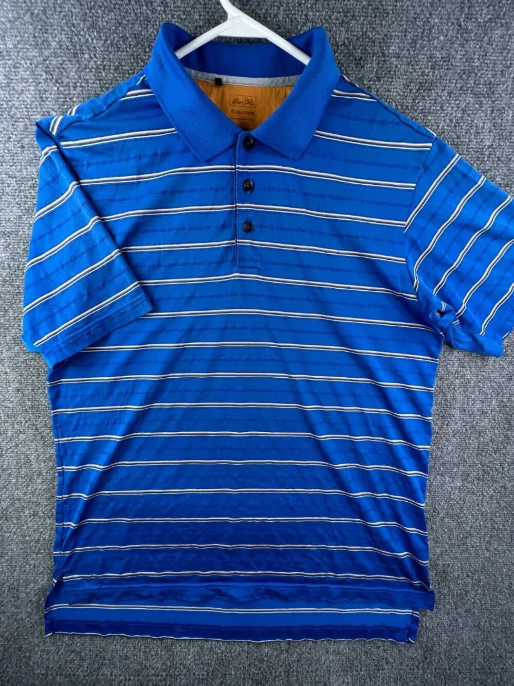 Adidas Climacool Blue Gold Striped Large Short Sleeve Polo Shirt Men’s Golf